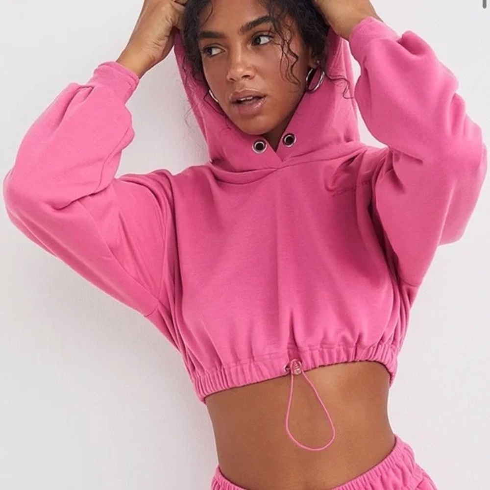 For Love & Lemons Women’s “Ellie” Cropped Sweatshirt Cinch Drawstring Waist